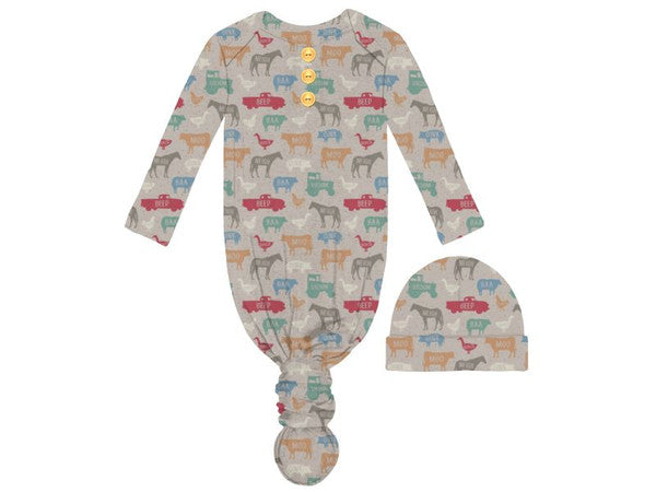 Jane Marie Ole McDonald Infant Gown and Beanie Set