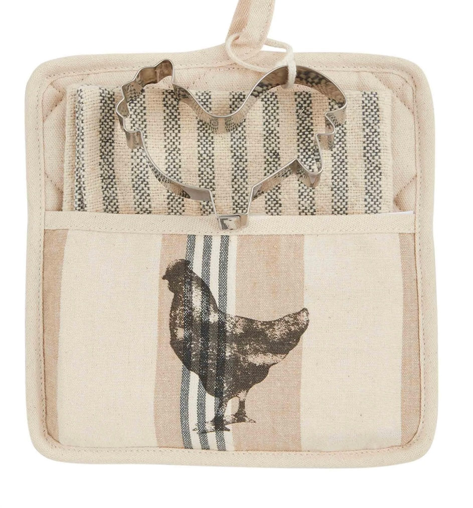 Rooster Pot Holder And Towel Set